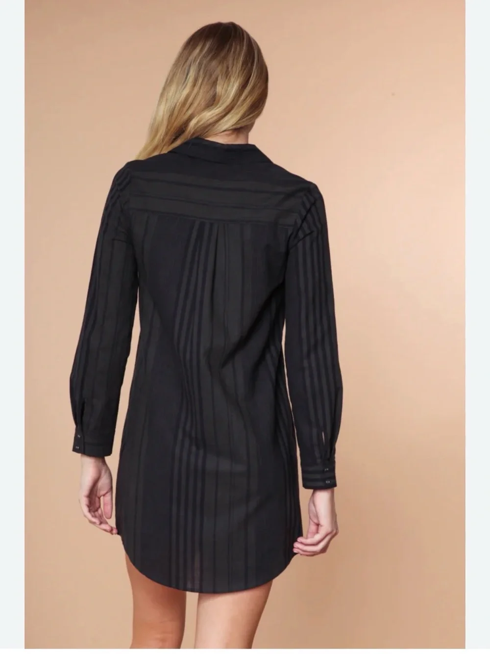 0034 Black Lace-Up Long Sleeve Mini Dress